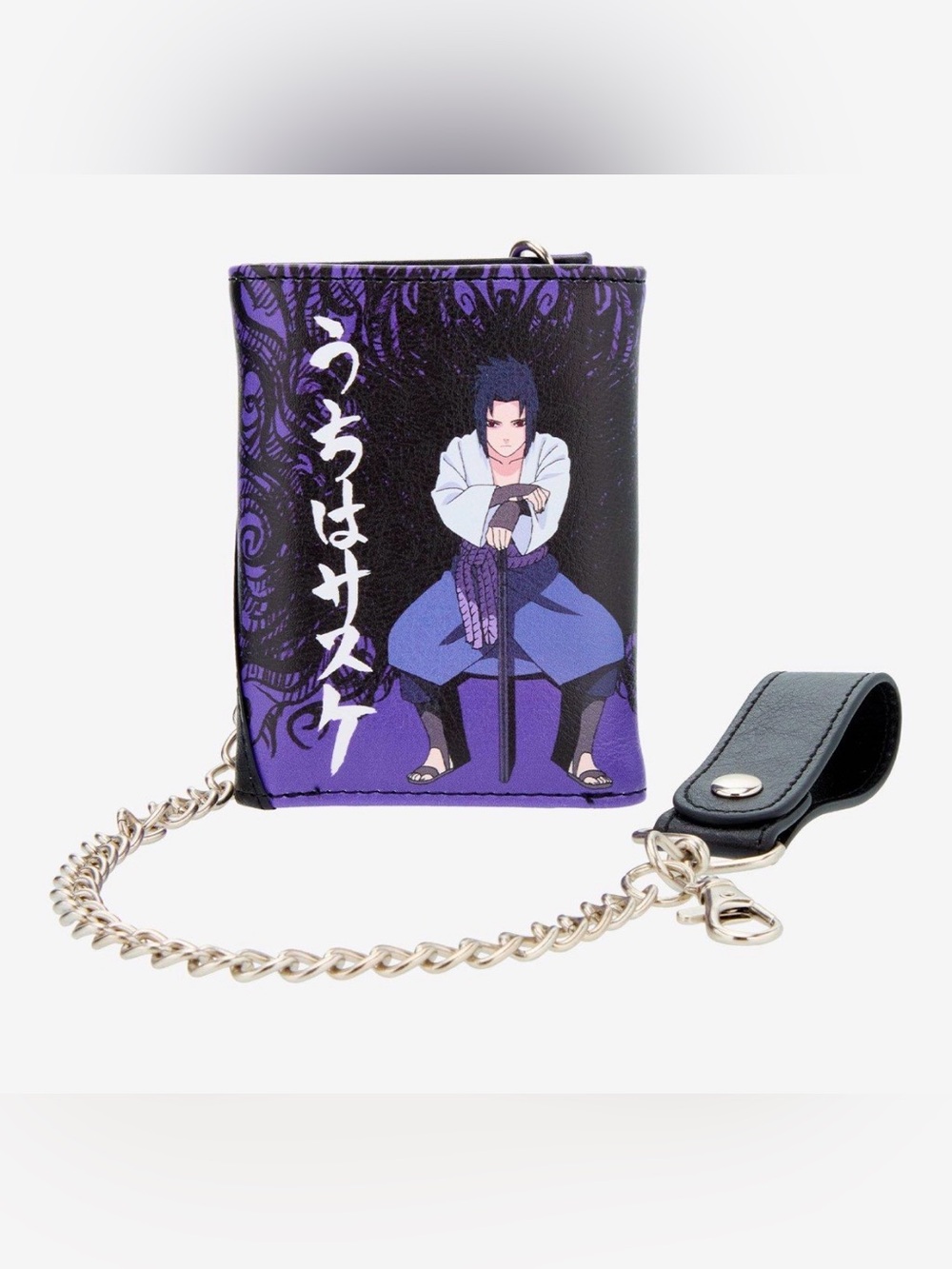 Naruto Shippuden Purple & Black Anime Graphic Men's Chain Wallet- New
